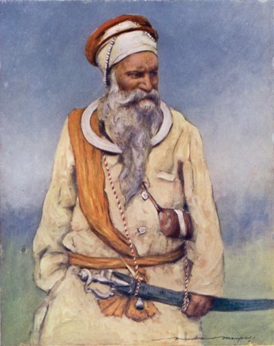 A Sikh Warrior（カラーリトグラフ 作： Mortimer Ludington Menpes