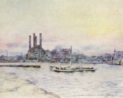 バタシーブリッジから 作： Mortimer Ludington Menpes