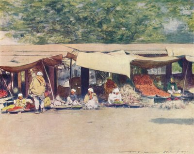 ペシャワルの市場の日、1905年 作： Mortimer Ludington Menpes