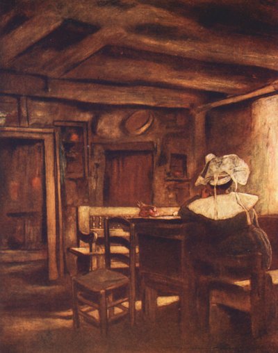瞑想（カラーリトグラフ） 作： Mortimer Ludington Menpes