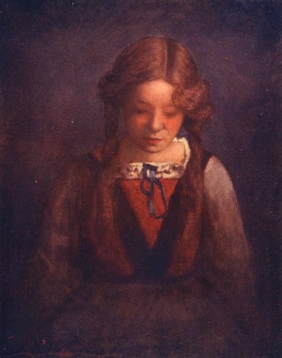 世界の子供たちバイエルン、瞑想（カラーリトグラフ） 作： Mortimer Ludington Menpes