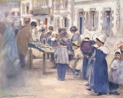 世界の子供たちブルトン、マーケットの日（カラーリトグラフ） 作： Mortimer Ludington Menpes