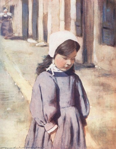 世界の子供たちブルトン、おばあちゃんの瞳の下で（カラーリトグラフ） 作： Mortimer Ludington Menpes