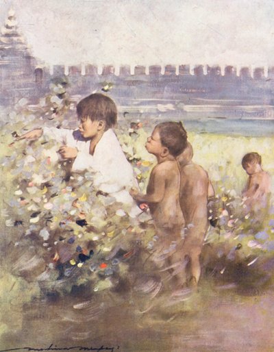 世界の子供たちビルマ人、発見（カラーリトグラフ） 作： Mortimer Ludington Menpes