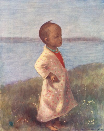 世界の子供たちビルマの子どもたち（カラーリトグラフ） 作： Mortimer Ludington Menpes