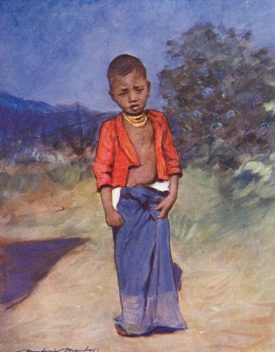 世界の子供たちビルマの赤いジャケット（カラーリトグラフ） 作： Mortimer Ludington Menpes