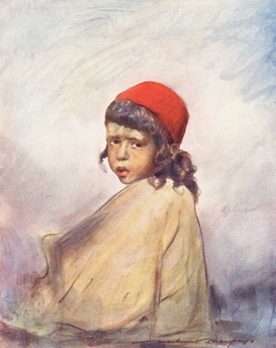 世界の子供たちカシミア、ソプールにて（カラーリトグラフ） 作： Mortimer Ludington Menpes