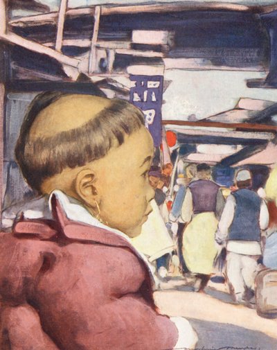 世界の子供たち中国語：広東の赤ちゃん（カラーリトグラフ） 作： Mortimer Ludington Menpes