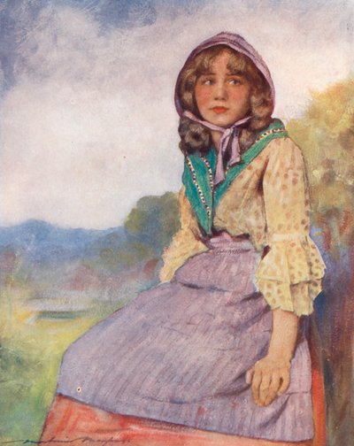 世界の子供たちイングリッシュ、カントリーガール（カラーリトグラフ） 作： Mortimer Ludington Menpes