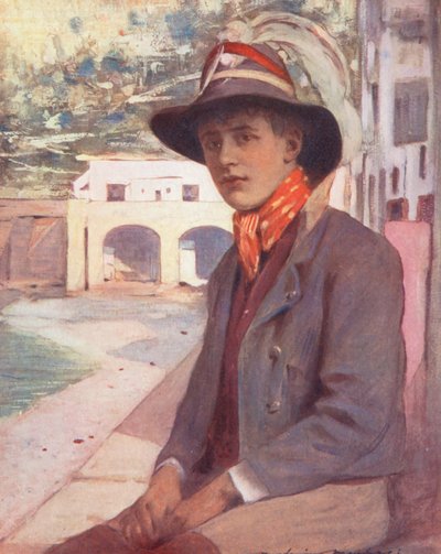 世界の子供たちイタリア、カプリ島にて（カラーリトグラフ） 作： Mortimer Ludington Menpes