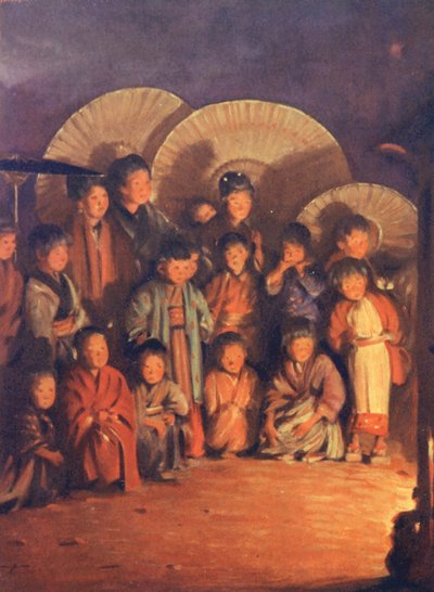 世界の子供たち日本人、生きている宝石（カラーリトグラフ） 作： Mortimer Ludington Menpes