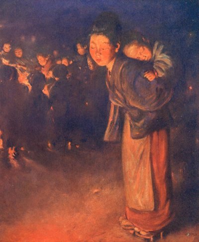 世界の子供たち日本語、リフレクションズ（カラーリトグラフ） 作： Mortimer Ludington Menpes