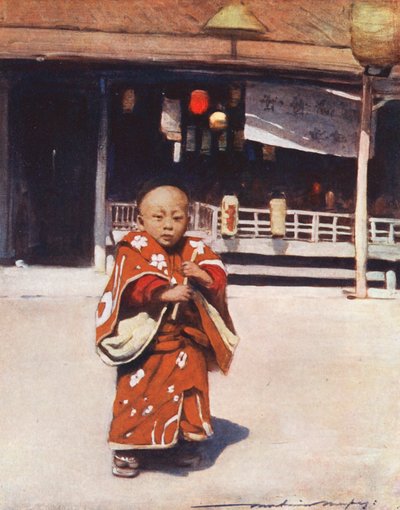 世界の子供たち日本語, 家族の花（カラーリトグラフ） 作： Mortimer Ludington Menpes