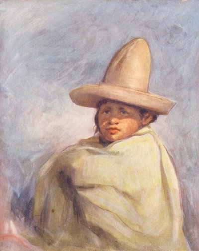 世界の子供たちメキシコ、プエブラにて（カラーリトグラフ） 作： Mortimer Ludington Menpes