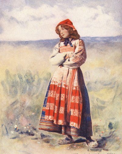 世界の子供たちロシア、待機中（カラーリトグラフ） 作： Mortimer Ludington Menpes