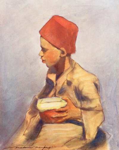 世界の子どもたち中日の食事（カラーリトグラフ） 作： Mortimer Ludington Menpes