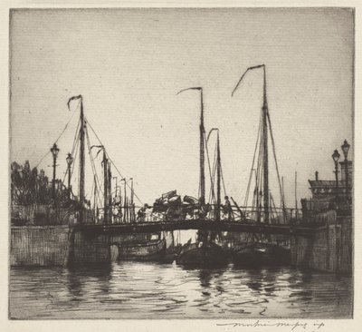 橋、ロッテルダム (Chioggia: 漁船) 作： Mortimer Menpes