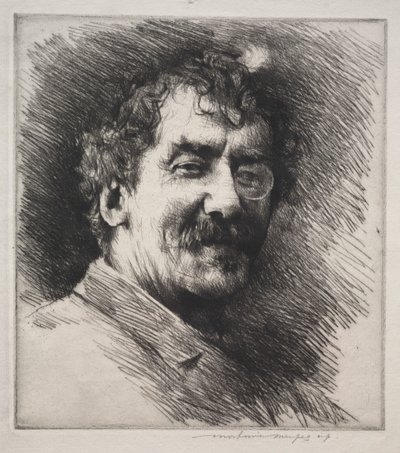 白い錠前のウィスラーの肖像 作： Mortimer Menpes
