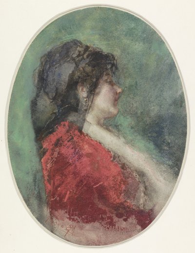 肖像画, の, a, 若い女性, 中に, プロフィール 作： Mosè di Giosuè Bianchi
