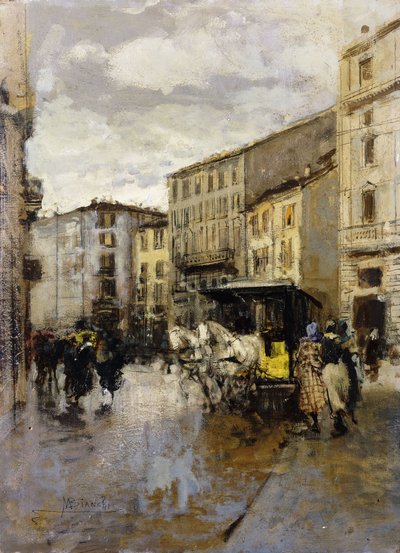 ストリートシーン、ミラノ、 作： Mose Bianchi
