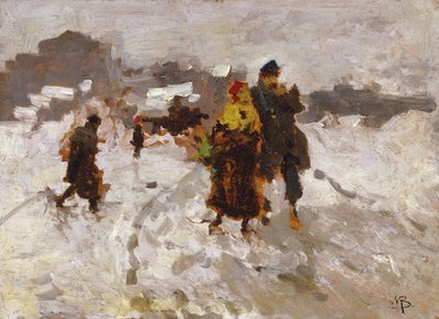 雪の中の人物、 作： Mose Bianchi