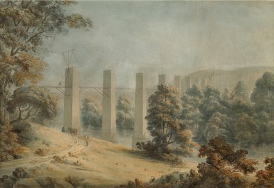 パント・イェシルテ水道橋、ポントシルテ（紙に水彩画） 作： Moses Griffith