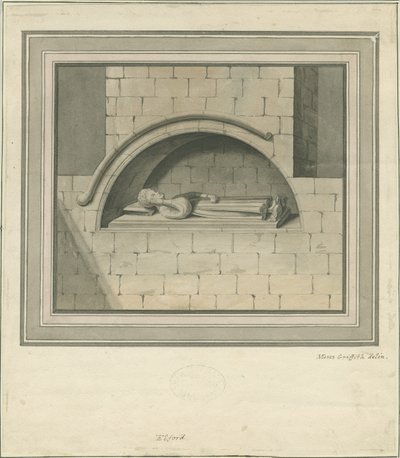 エルフォード教会-「スタンリーモニュメント」：水彩画、nd [？18セント] 作： Moses Griffiths