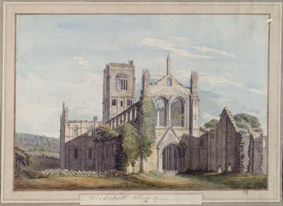 カークストール修道院の北西の眺め、1777年 作： Moses Griffiths