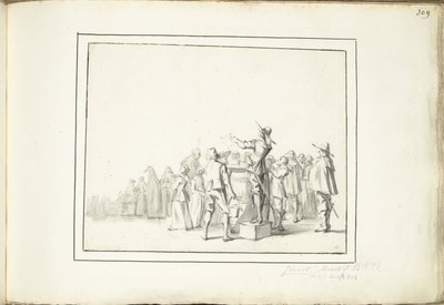 マーケット広場のアナウンサー 作： Moses Ter Borch