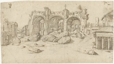 マクセンティウスとコンスタンティヌス大聖堂の遺跡、ローマ 作： Moses Ter Borch