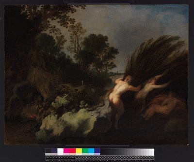 1648年以前のPan and Syrinxの樹木が茂った風景 作： Moyses or Moses Matheusz. van Uyttenbroeck