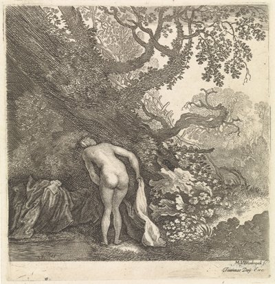 後ろから見た入浴中の女性 作： Moyses van Wtenbrouck