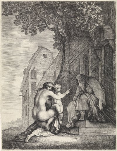 老人と裸の女性と子供 作： Moyses van Wtenbrouck
