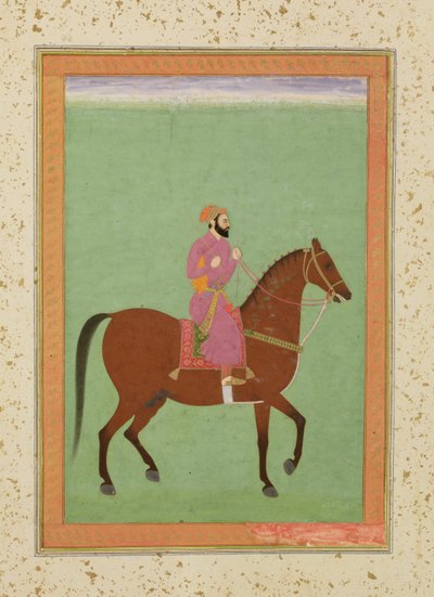 ラージクライヴアルバムの乗馬のムガールアミール、1670〜80年 作： Mughal School