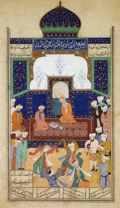 シャウロと弟子の前で音楽に合わせて踊る教皇たち 作： Mughal School