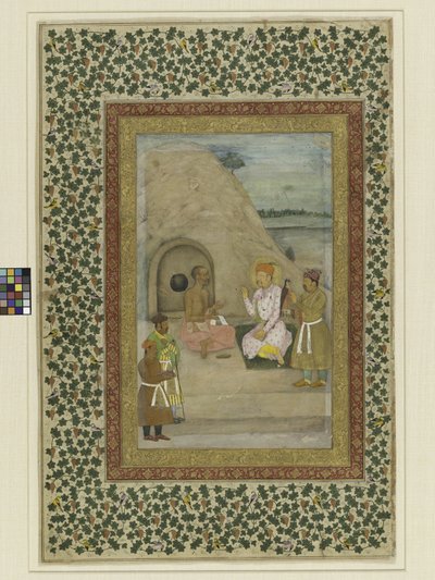 アクバル皇帝とゴザンジャドラップ、サンクトペテルブルクムラクカのフォリオ、1625〜30年頃 作： Mughal School