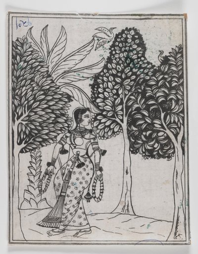 Kamod Ragini、1605-1610（紙にインク） 作： Mughal School