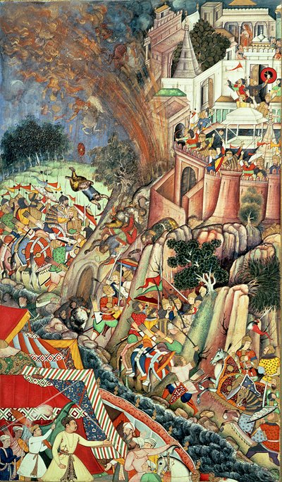 チトール包囲作戦（「アクバルナマ」より）ムガル帝国、1590年頃 作： Mughal School