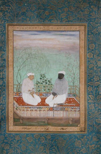 グジャラートの大地主ライ・バロとジャッサ・ジャムの肖像画 1618年頃 羊皮紙にグアッシュ絵 作： Mughal School