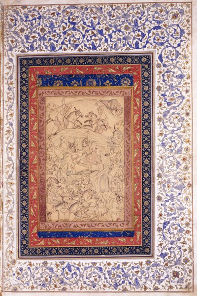 Rustem Killing Arjang Div、1630年頃 作： Mughal School