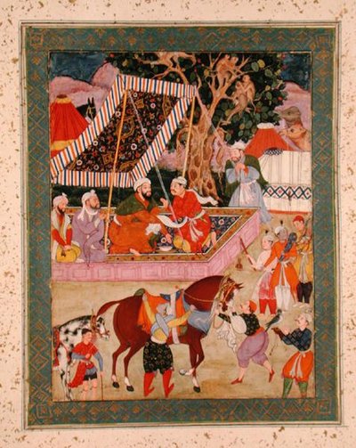 ホーキング・エクスペディションの様子（Large Clive Album, c.1570より 作： Mughal School