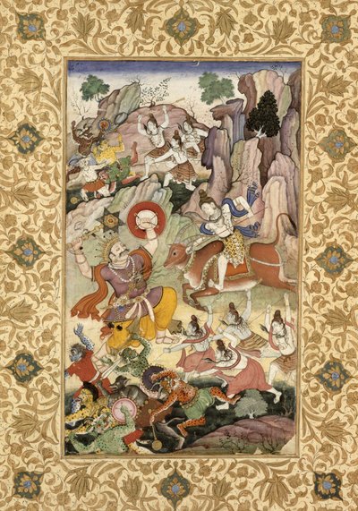 悪魔アンダカを殺すシヴァ神、1585-90年頃 作： Mughal School