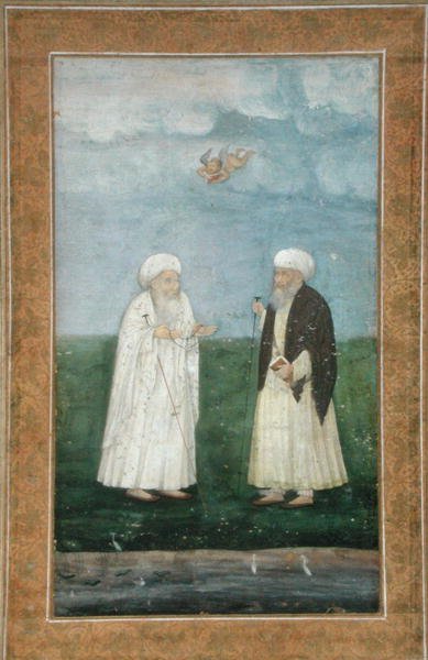 二人のイスラム教徒の聖職者（Small Clive Albumより）（不透明水彩・紙 作： Mughal School
