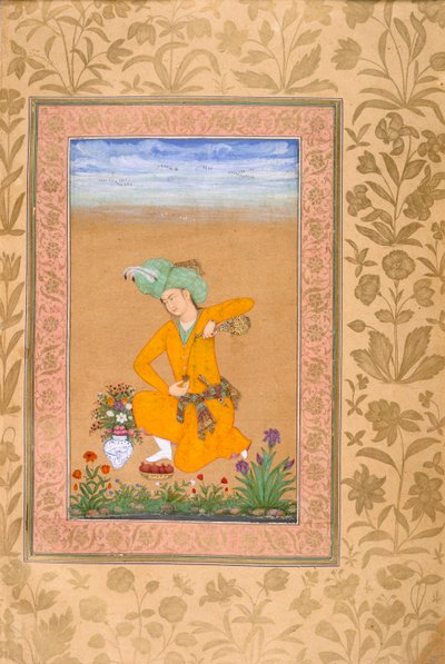 ワインを注ぐペルシャ風の衣装に身を包んだ王子 作： Muhammad Khan