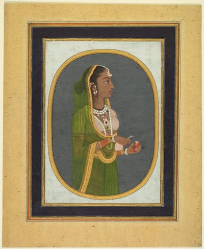 ワインを注ぐ宮廷婦人c。 1760年、国境c。 1830年代。 作： Muhammad Rizavi Hindi