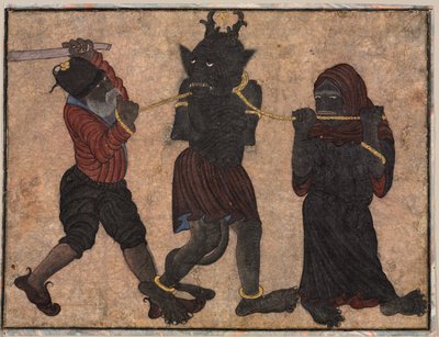 鎖につながれた悪魔、c。 1453年。 作： Muhammad Siya Qalam
