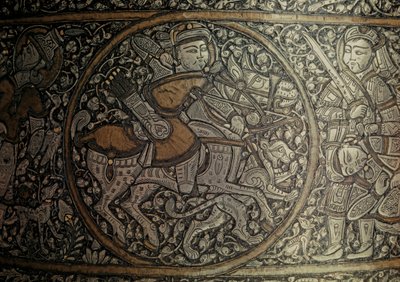 MAMLUK KNIGHT: シリアの芸術。聖ルイの洗礼堂」と呼ばれる洗面器の詳細。 作： Muhammed Ibn Al Zayn