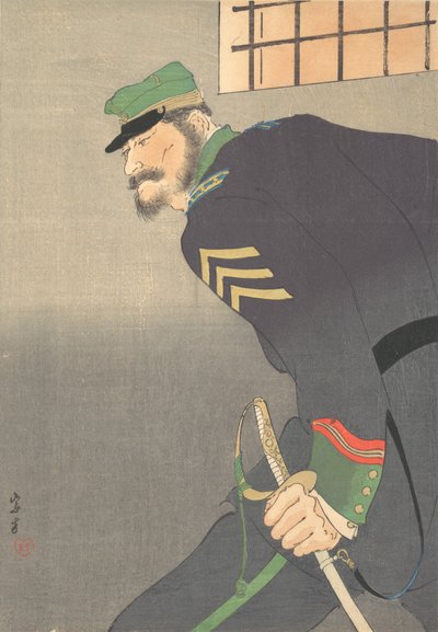 プリント、[剣を持った兵士]、ca. 1906年。 作： Munakata
