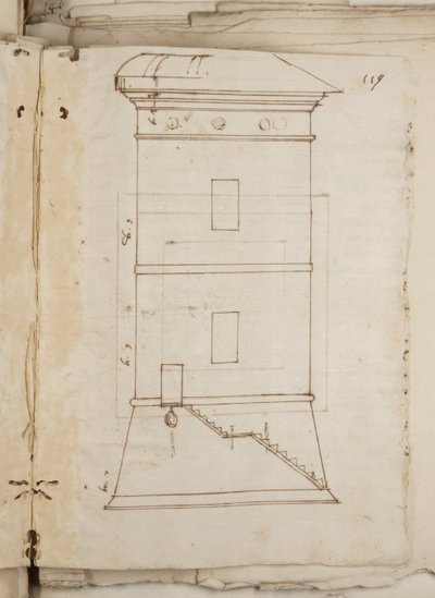 ウルビーノなどのムティオオディによるドローイングのポートフォリオ、p119、c.1635-40（製本された紙のペンとインク） 作： Muzio Oddi