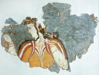 宮廷の女性、ミケーネ宮殿、ギリシャ、ミケーネ文明のフレスコ画 作： Mycenaean